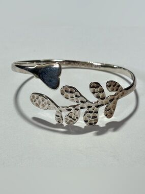 Olive and Poppy Wine Country Wildflower Adjustable Silver Plate Cuff Bracelet